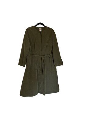 8seconds olive green collarless duster coat
